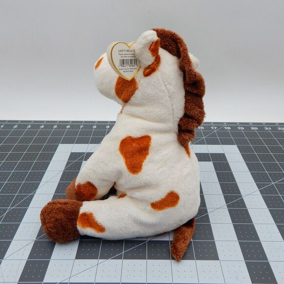Ty Pluffies Gallops Horse White Brown Spotted Pony 2005 Tylux Stuffed Plush - Picture 6 of 13